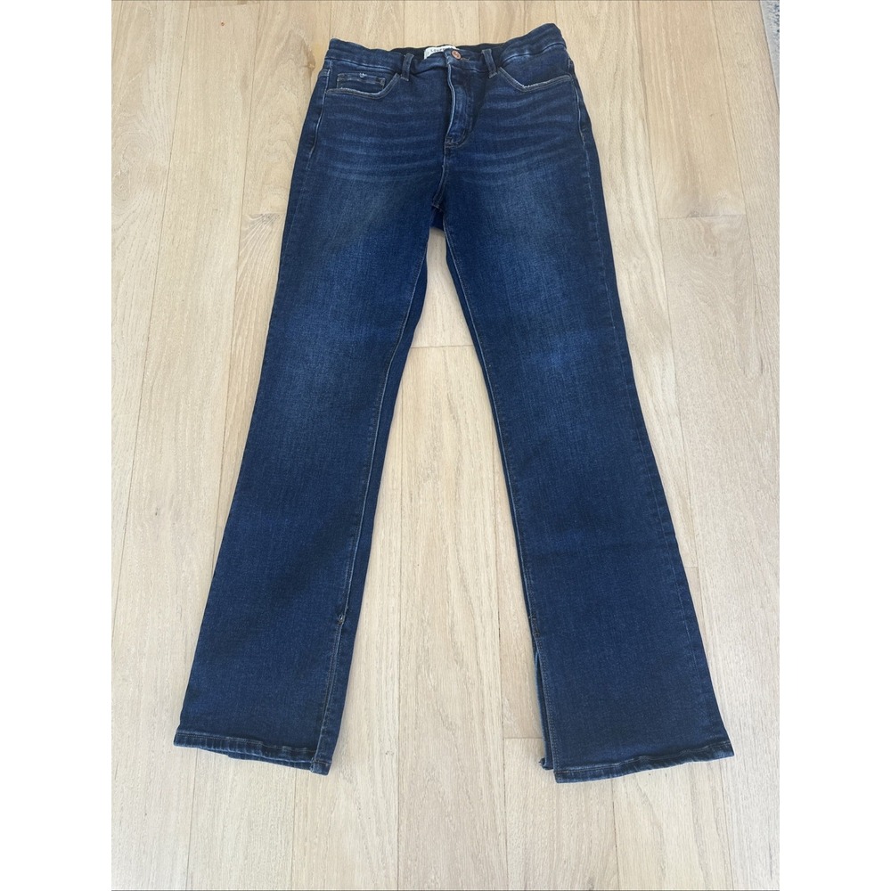 Lovervet by Vervet Mid Rise Flare Jeans Dark Wash Split Hem Womend size 31/13